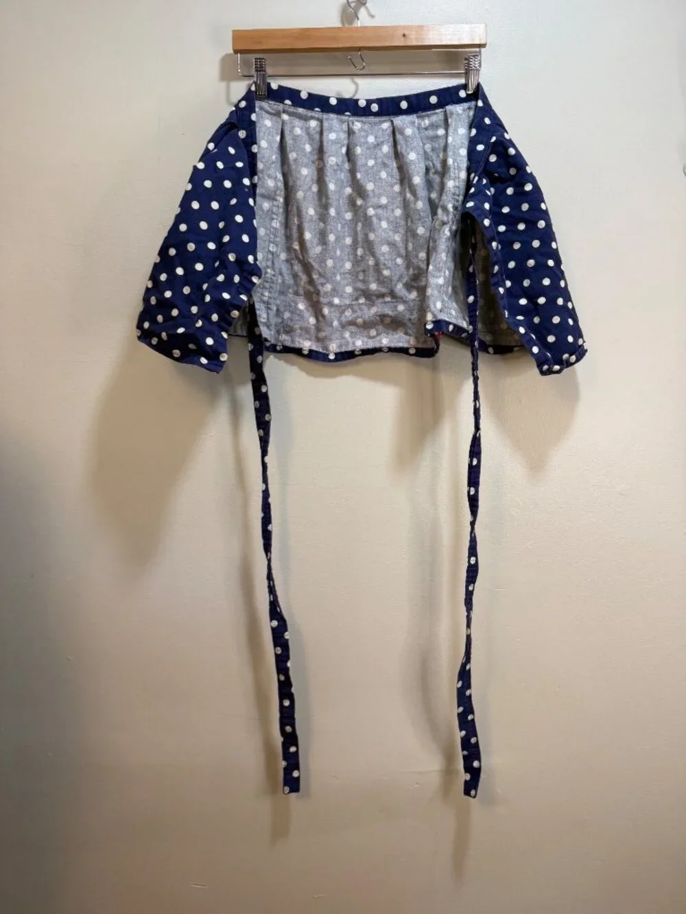 Vintage Style Boston Red Sox Polka Dot Half Apron Tradwife Reworked OOAK